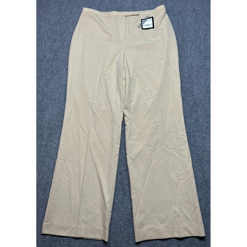 Norton & Co Pants Womens 14 Wheat Ivory Stretch Solid Wide Leg High Rise New